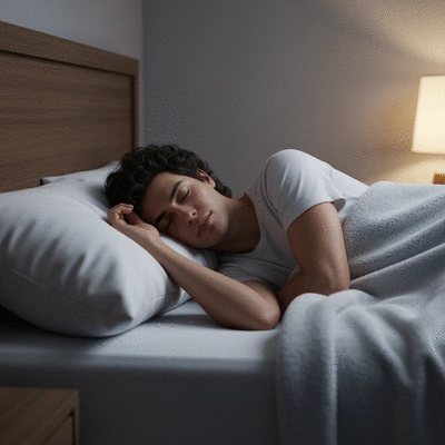 Person sleeping soundly in a comfortable bed, illustrating good sleep hygiene