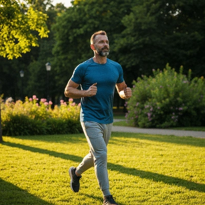 Man exercising outdoors, representing healthy lifestyle choices for TRT