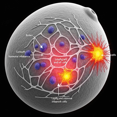 Diagram illustrating Leydig and Sertoli cells and their disruption due to trauma