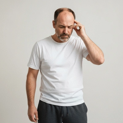 Man experiencing symptoms of hypogonadism like fatigue and low energy