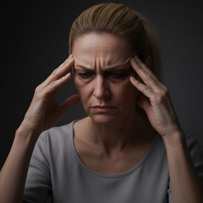 Person looking tired and stressed, illustrating the effects of sleep deprivation